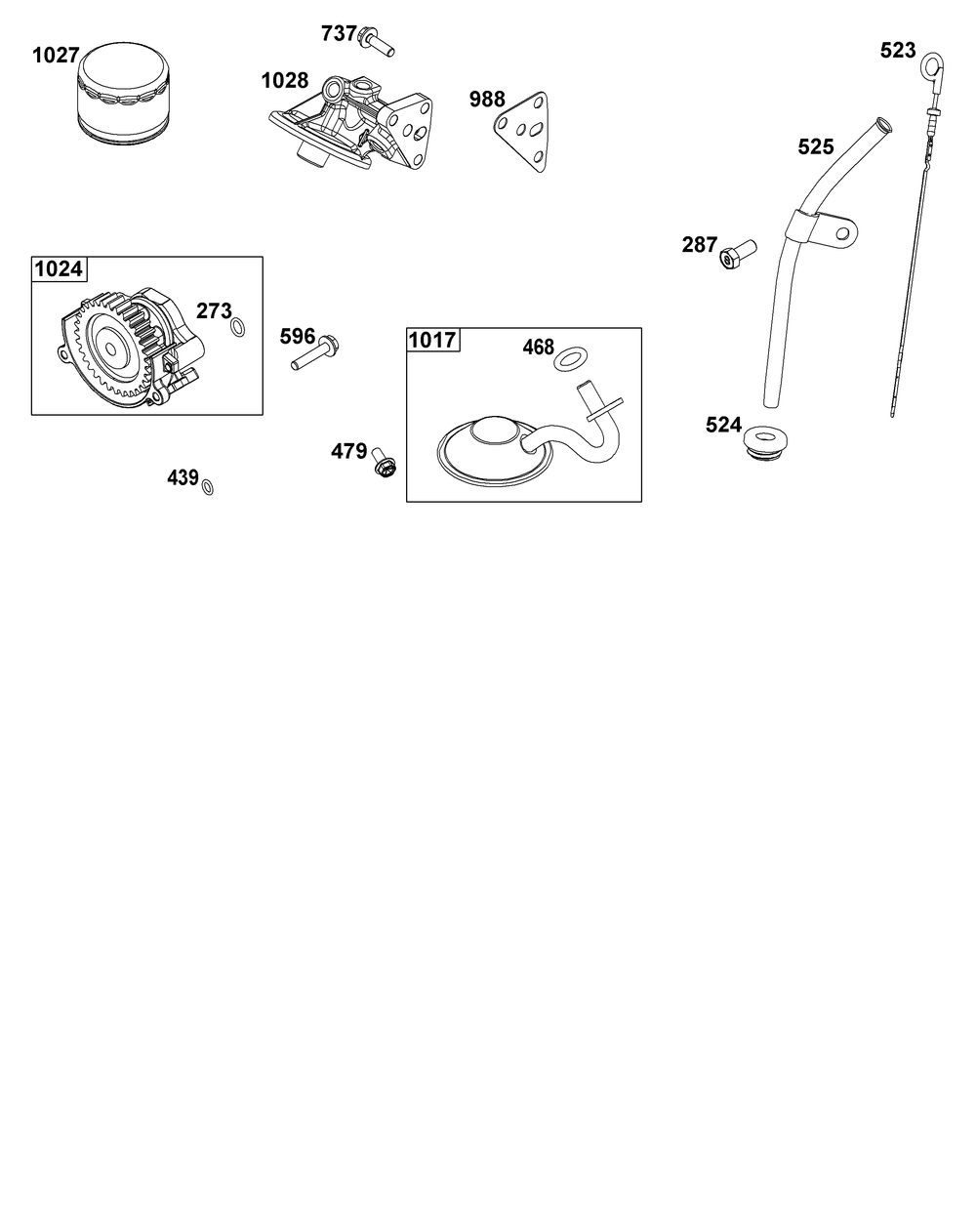 Lubrication Group Diagram and Parts List for 305442-0617-H5 200000 - 399999 Briggs and Stratton Engine